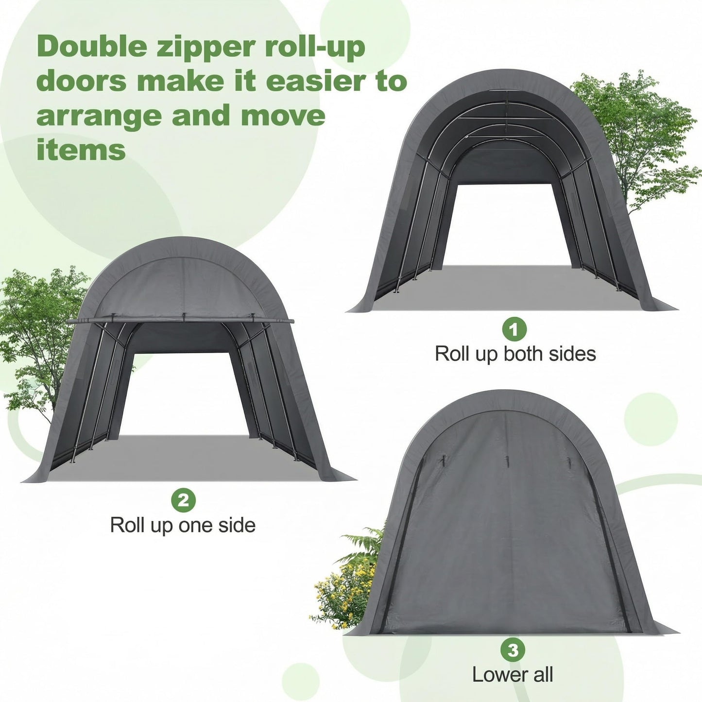 COBIZI Carport Canopy 12x20 Heavy Duty Portable Garage, All-Season Portable Car Ports & Outdoor Storage Shed, Galvanized Frame Vehicle Shelter with Removable Doors and Vents, Gray
