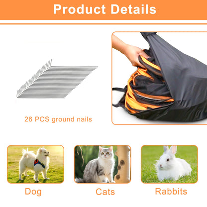 7 in 1 Outdoor Cat Enclosure, Foldable Pop-Up Mesh Playpen Tunnel for Pet Run, Foldable Outside Enclosed Tent Cage for Small Dogs, Rabbit and Other Animals
