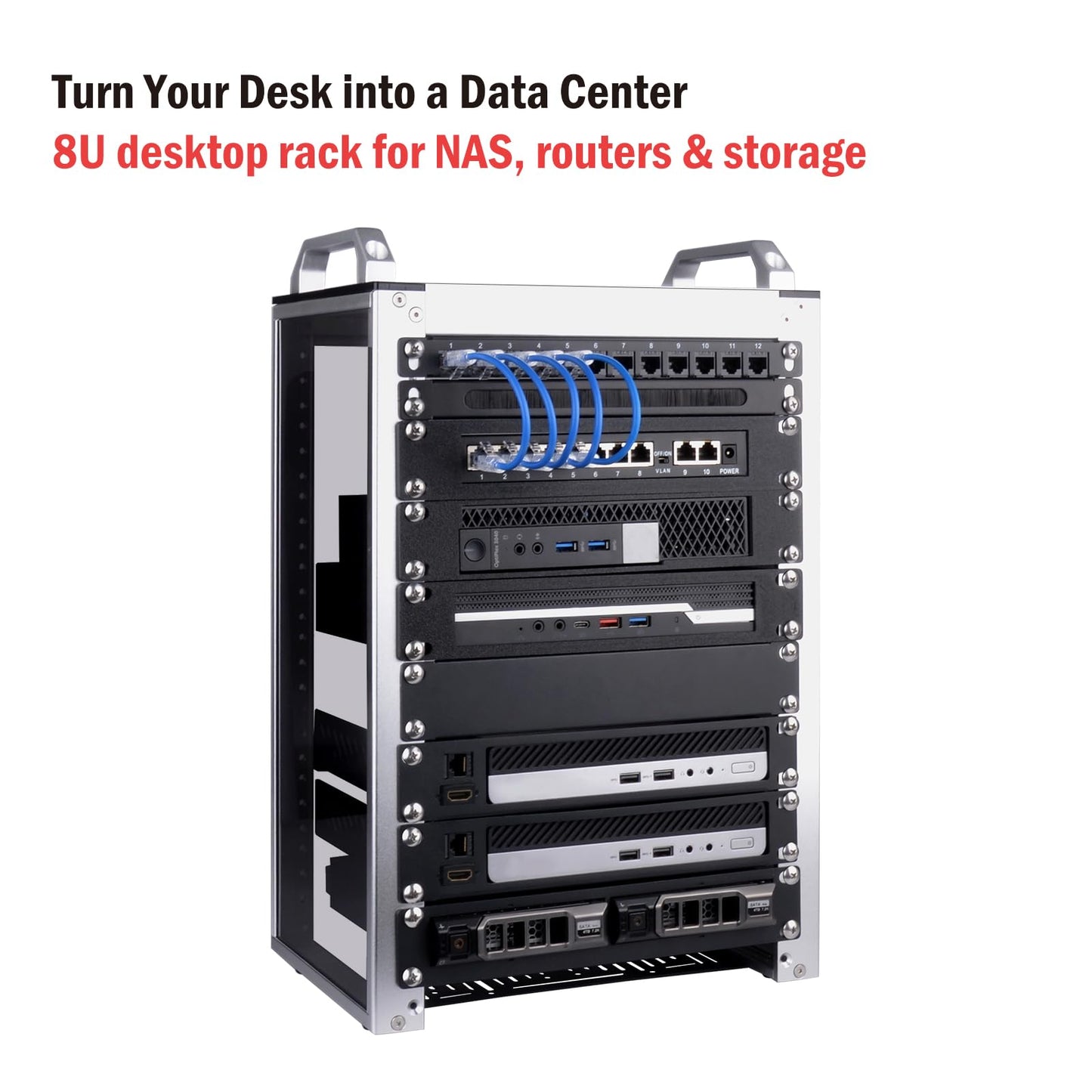 GeeekPi 8U Network Rack, 10 inch Mini Server Rack for Network, Servers, Audio, and Video Equipment, DeskPi RackMate T1, 7.87 inch Depth