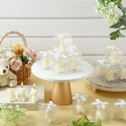 Hoolerry 30 Pcs Baby Shower Favors Mini Bear Candles Party Favors with Boxes Handmade Bear Shaped Candles Bulk for Baby Shower Boys Girls Wedding Gender Reveal Party Guest (White)