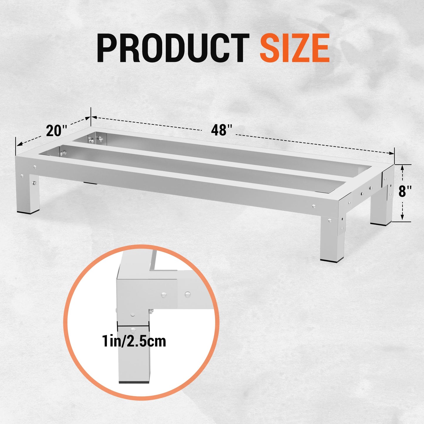 HOCCOT 2 Pack Aluminum Dunnage Rack, 48"x20" Commercial Storage Rack, Food Floor Rack Stand with 1.5mm Thick Aluminum Tube & Tool-Free Assembly for Kitchen, Garage, Warehouse, Restaurant, Vehicle