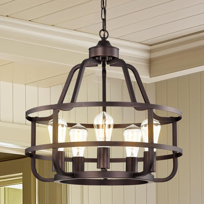 winsmart 20in Oil Rubbed Bronze Chandelier, 5-Light Metal Farmhouse Fixture, Model WSP30076RB-5