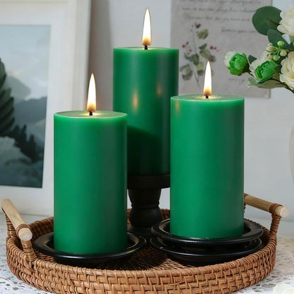 2.8x6 Inch Soy Pillar Candles 270 Hours Long Burning Natural Soy Wax Candles Smokeless Green Pillar Candles Dripless Handmade Pillar Candle for Home Wedding Table, 3 Pack