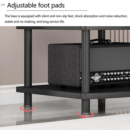 XEOKXOIT 4 Tier AV Media Stand, Audio Rack Tower Adjustable Height, TV Game Console Equipment Shelf, CD Record Player Stereo Component Rack Cabinet for Home Theater Studio (Black)