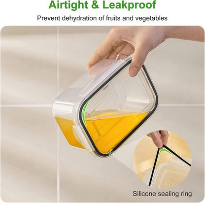 Freshmage Fruit Storage Containers - Airtight Produce Saver with Removable Colander | 4-Piece Set, Small Clear
