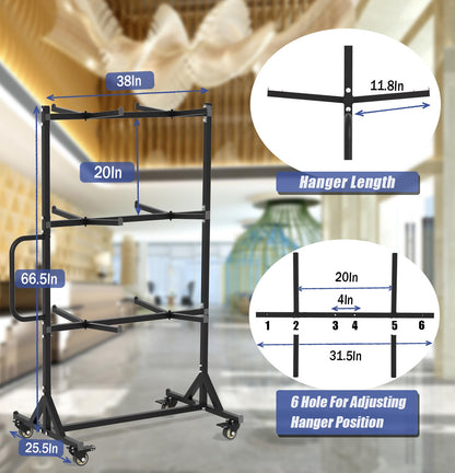 Folding Chair and Table Cart,400LBS Weight Capacity Folding Chair Dolly Maximize The Use of Vertical Space 4pcs Swivel Caster Folding Chair Cart with Straps Simplify Transportation of Chair and Table