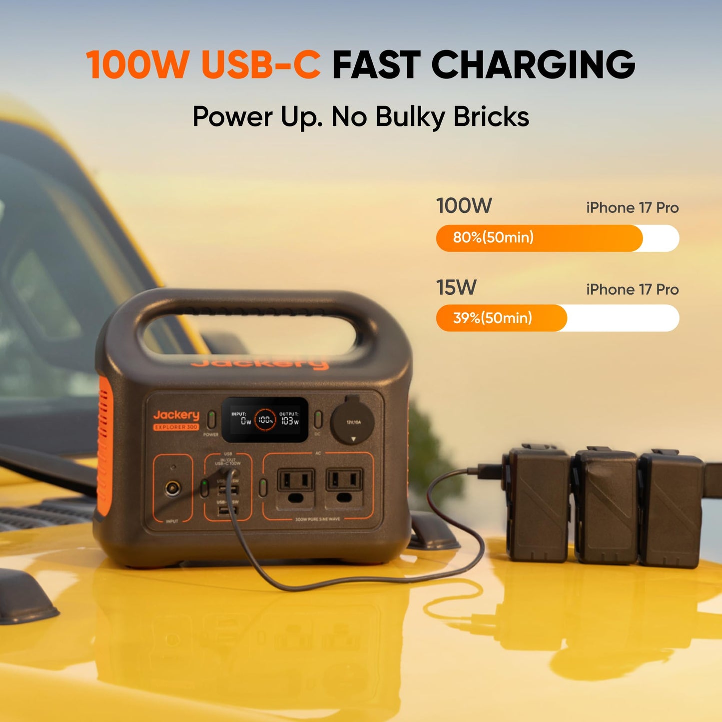 Jackery Portable Power Station Explorer 300, 292Wh Backup LiFePO4 Battery, Solar Generator for Outdoors Camping Travel Hunting Blackout (Solar Panel Optional)