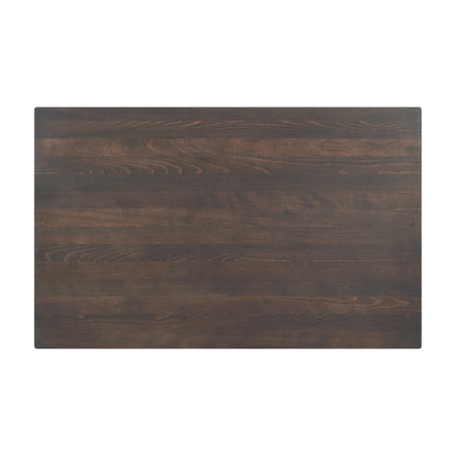 Flash Furniture Bennett 30" x 48" Solid Wood Commercial Indoor Tabletop in Dark Brown with Dual 5" x 22" Dining Height Black Cast Iron T Bases, 400 lb. Static Capacity