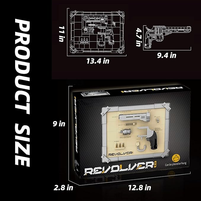 Revolver Building Blocks Gun Sets Exquisite Decorations for Home and Office Model Guns Collection Toy Building Bricks - Creative Gift for Adults Teens and Militarily Toy Lovers 559 Pieces