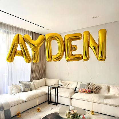 Giant C Alphabet Name Balloon, Gold Self Inflating Custom Letter Balloons Birthday Decor, 40 Inch Helium Mylar Foil Word Balloons Letters for Girls Men Anniversary Party Graduation Decoration Supplies
