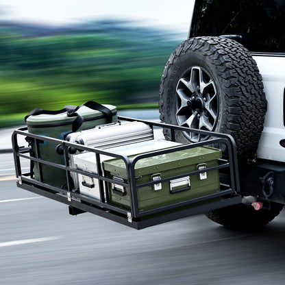 Garvee Foldable Hitch Mount Cargo Carrier, 750 Lbs Heavy Duty Steel Hitch Racks for 2'' Receiver, Folding Luggage Racks for Trailers, RVs, SUVs, Rust-Resistant & Easy to Assemble