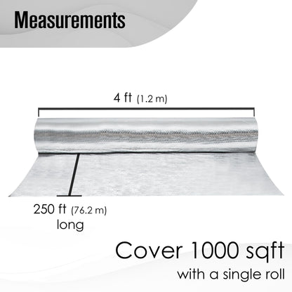Houseables Radiant Barrier, Radiant Barrier Insulation Roll, Attic Insulation, 1000 Sq Ft, 250'x4', House Wrap, Reflective Foil, Attic Foil, Double Reflective Heat Shield, Perforated Aluminum, Thermal