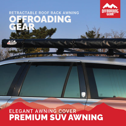 Offroading Gear 4x4 Accessories| Roof Rack Awning (Retractable) W/Free Side Extension | 6.5' x 6.5'| for SUV| RV| Jeep| Truck| Van| Car| Etc.
