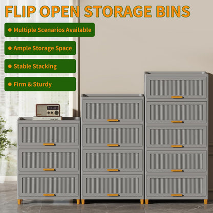 Fejrpkn 5 Tier Large Storage Bins with 1 Lid, 250QT Closet Organizers and Storage, Drawers Flip Open Large Plastic Storage Containers for Living Room, Office, Dorm (5 Tiers)