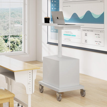 Natwind Mobile Workstation, Rolling Laptop Cart with Large Surface & Pneumatic Height Adjustable Design, for Medical Hospital Clinics, Office Presentation, Teachers Podium, with Drawer & Open Cabinet