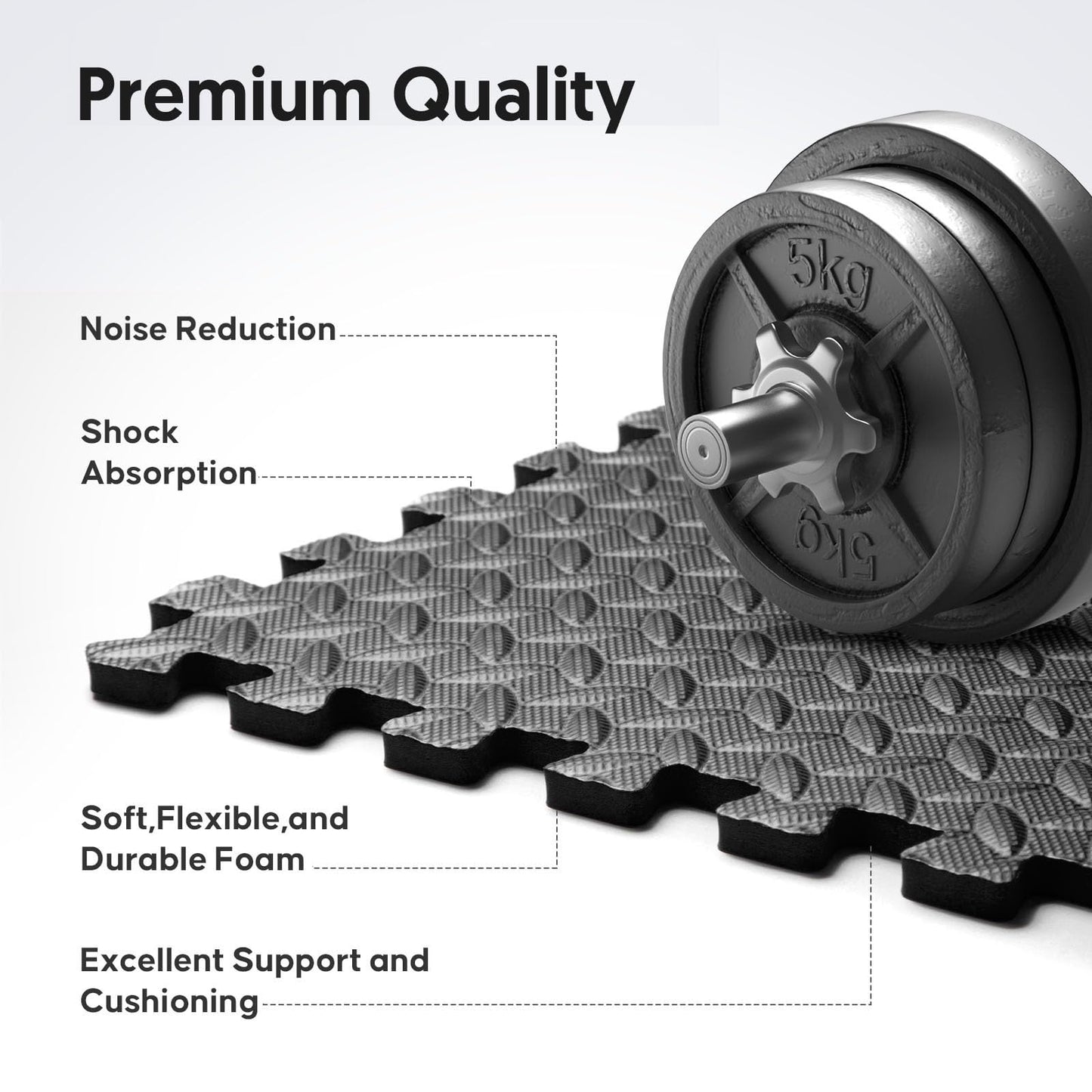 32 Pack Home Gym Mat, Puzzle Exercise Mat, EVA Interlocking Foam Floor Tiles for Home Workout Equipment and Kids' Play Areas - Black, 24 in x 24 in x ½ in - 32 Tiles (Black, 32 Pack, 128 SQ FT)