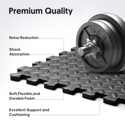 32 Pack Home Gym Mat, Puzzle Exercise Mat, EVA Interlocking Foam Floor Tiles for Home Workout Equipment and Kids' Play Areas - Black, 24 in x 24 in x ½ in - 32 Tiles (Black, 32 Pack, 128 SQ FT)
