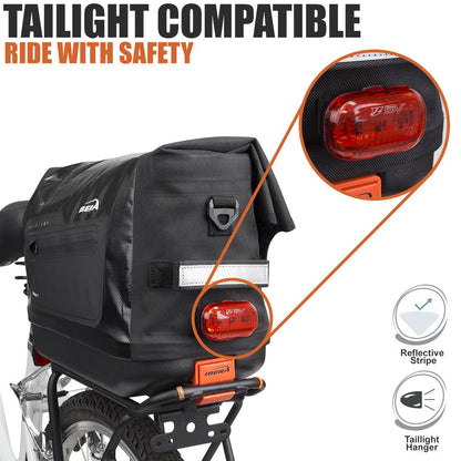 Ibera Bike Trunk Bag - PakRak Clip-On Quick-Release Waterproof Bicycle Commuter Bag (Black)