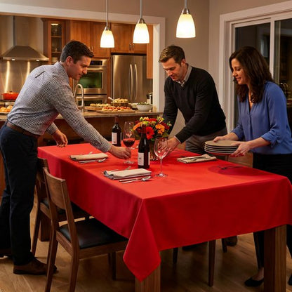 Heneger CozRhythm 8 Pack Red Tablecloth 60 x 126 Inch Rectangular Table Cloth for 8 Foot Rectangle Tables, Wrinkle Resistant Washable Polyester Fabric for Holiday Buffet Wedding Party and Banquet