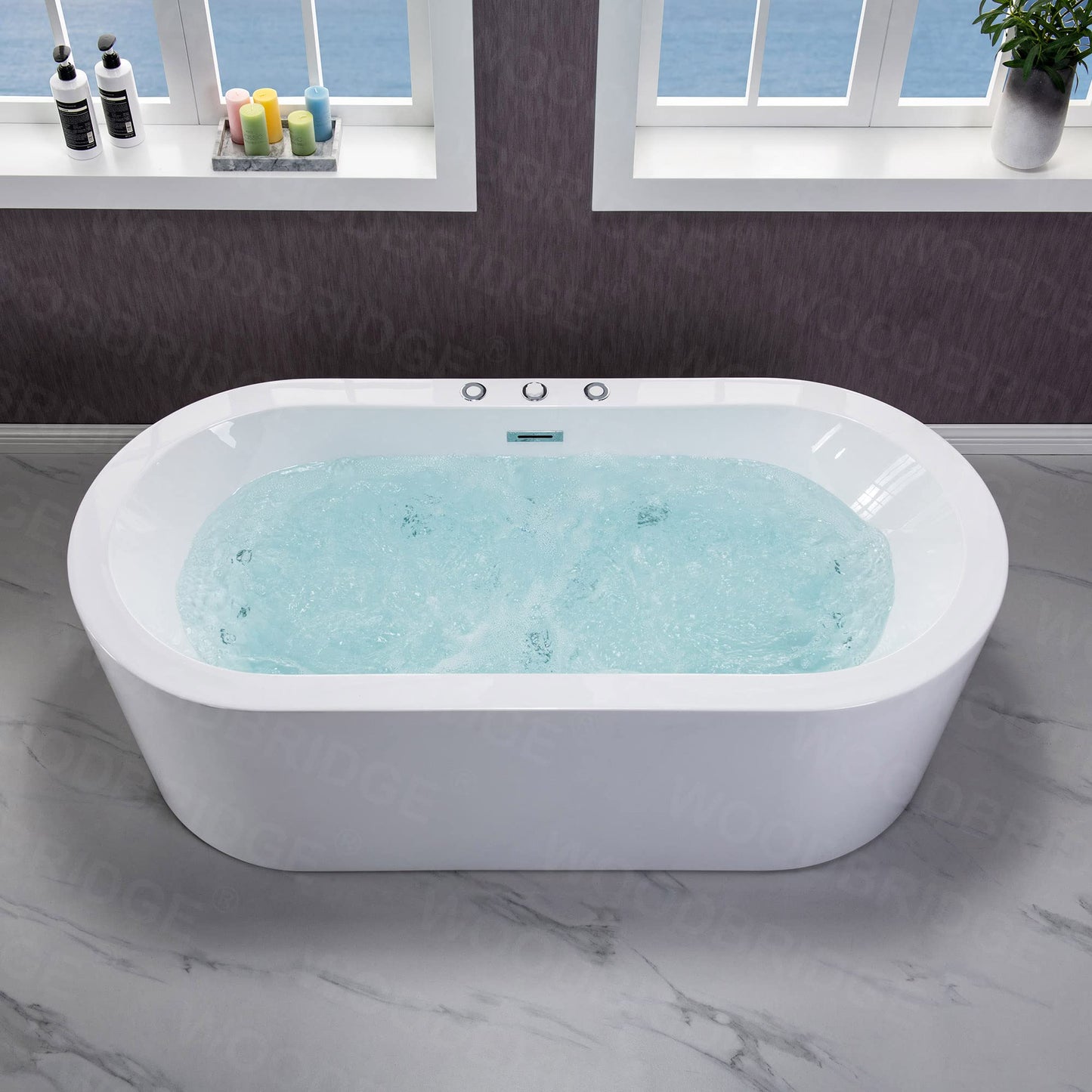 WOODBRIDGE 67" Air Bubble and Whirlpool Jetted Freestanding Bathtub B0030 / BTS1606