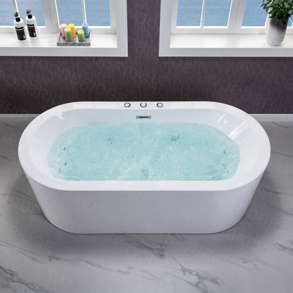 WOODBRIDGE 67" Air Bubble and Whirlpool Jetted Freestanding Bathtub B0030 / BTS1606