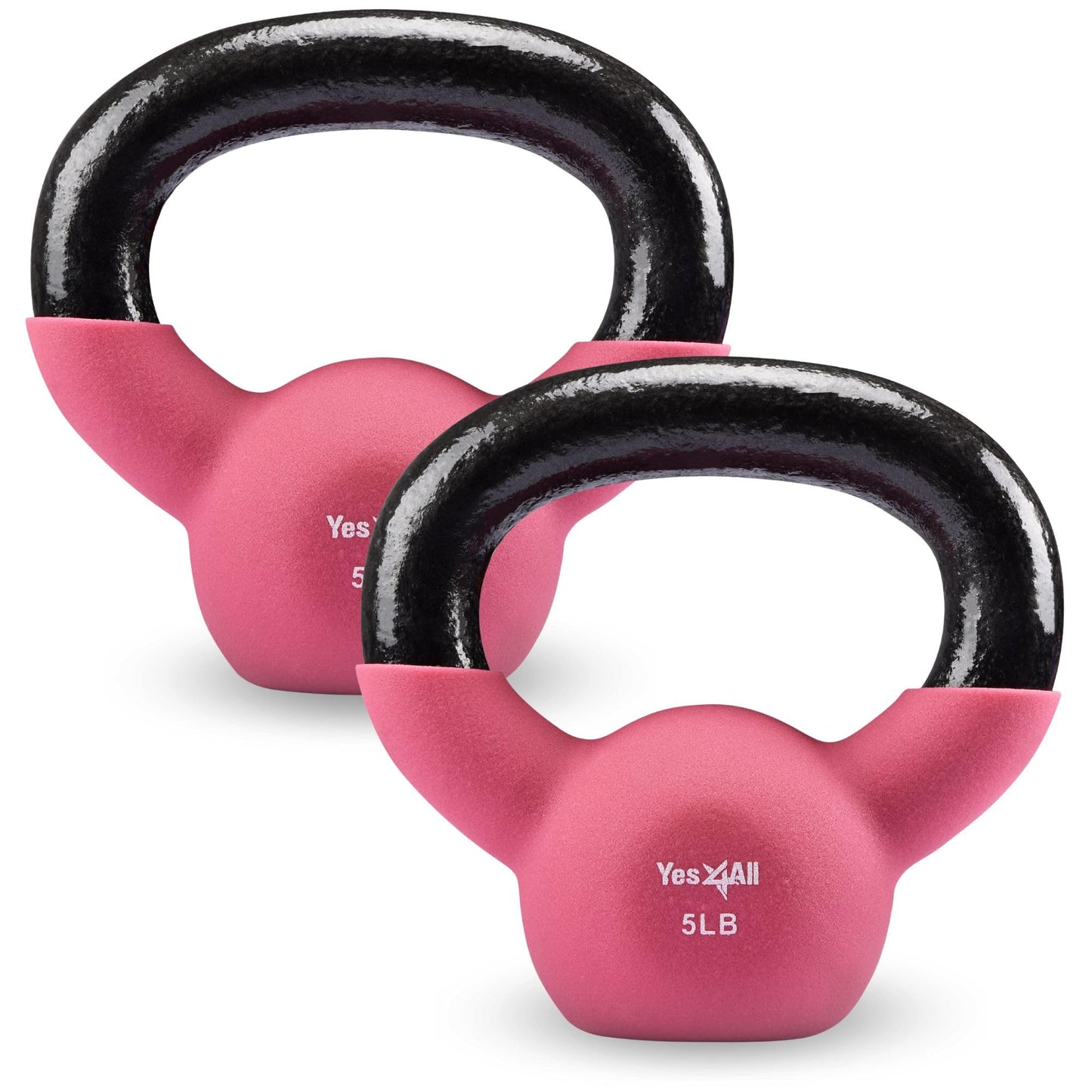 Yes4All Kettlebell, 5-65 LB Neoprene Coated Cast Iron Kettlebells, Wide Grip Handle & Flat Bottom for Swings, Squats, Deadlifts, Push Ups & Full Body Training at Home Gym - Single & Set