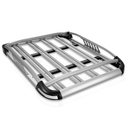 DNA MOTORING Roof Cargo Rack Basket L 50" x W 38" x H 5.5" Extendable Universal 150lb Heavy Duty Rooftop Luggage Carrier for Truck Cars SUV, Silver, RRC-31-AL