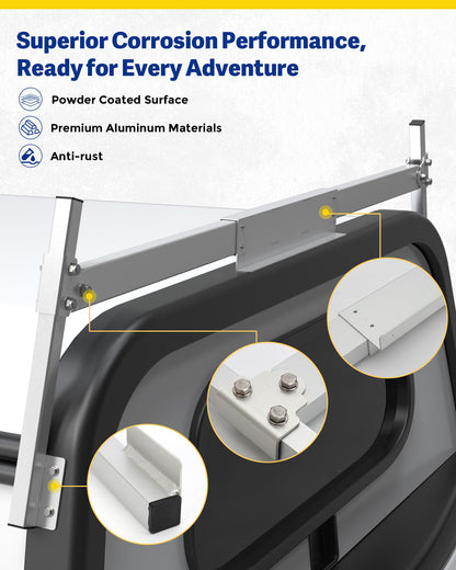 Mountainpeak Silver Adjustable Truck Cap Ladder Rack, Aluminum Universal Truck Topper Ladder Rack for Camper Shell, Lumber,Pipe
