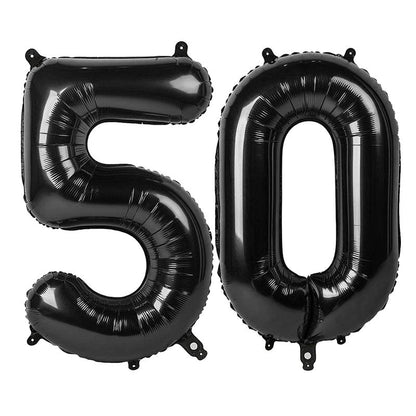 Black Number 50 Balloon 40 Inch, 50th Birthday Party Decorations for Children, Giant 50 Foil Balloon for Party Supplies