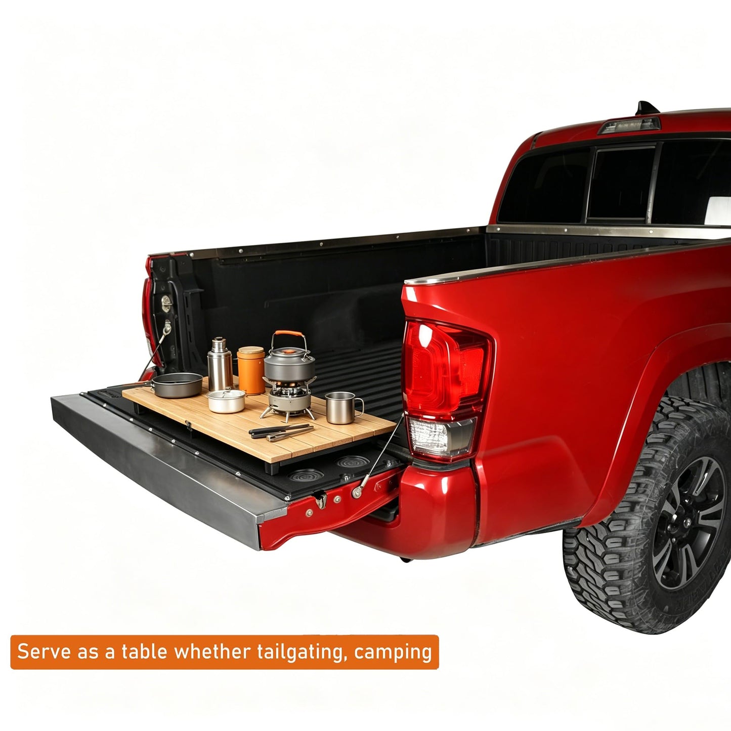 Hooke Road Tacoma Tailgate Panel Flat Cover Protector for 2005-2023 Toyota Tacoma 2nd 3rd Gen, Tail Gate Pad Camping Table, Food-Safe Plastic Cutting Board