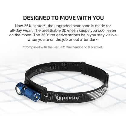 OLIGHT Perun 3 Mini Premium Headlamp 1250 Lumens with Type-C Charging Box, Rechargeable Headlight with Red Light Option,Perfect for Working, Hiking, Camping and Climbing (Midnight Blue)