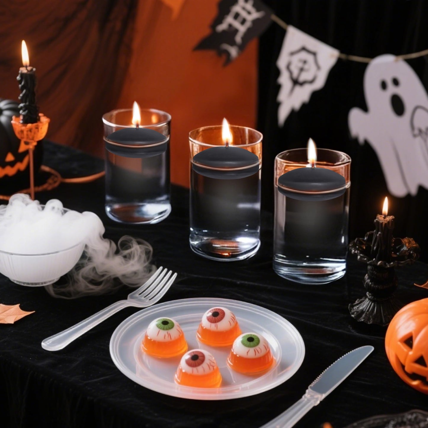 20 Pcs Floating Candles Centerpieces, 2 Inch Unscented Floating Candles Small Decoration for Valentine's Day (2 Inch, Black)