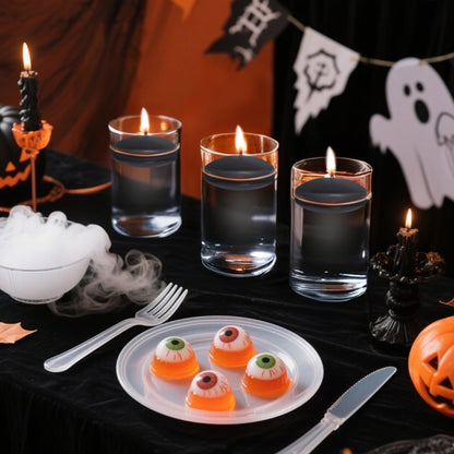 20 Pcs Floating Candles Centerpieces, 2 Inch Unscented Floating Candles Small Decoration for Valentine's Day (2 Inch, Black)