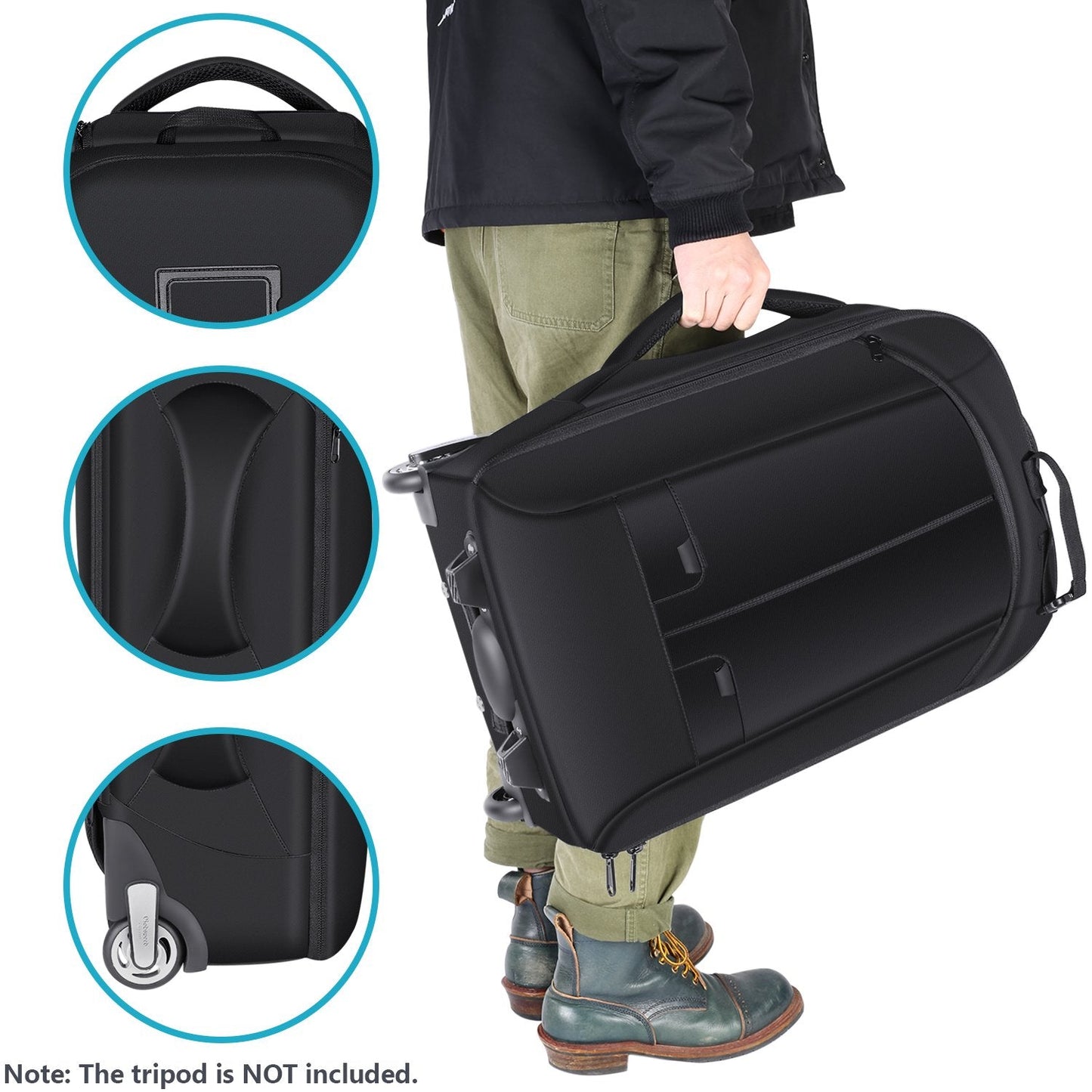 Neewer 2-in-1 Rolling Camera Bag Backpack Suitcase Style Convertible with Double Handle, Shockproof Trolley Case with Removable Padded for SLR/DSLR Cameras Tripod Lenses (Black/Red)