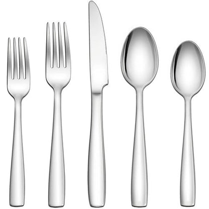 Herogo 18/10 Stainless Steel Silverware Set, 60-Piece Fancy Flatware Cutlery Set for 12, Modern Eating Utensils Tableware for Home Restaurant Wedding, Mirror Polished, Dishwasher Safe