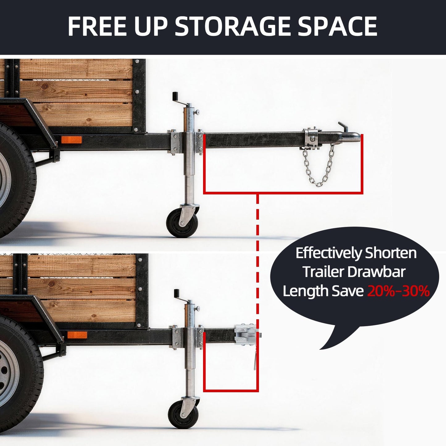 Folding Trailer Tongue Kit, 3 x 3 Inch Bolt-On Heavy Duty Tongue Hinge, 5,000 LBS Load Capacity, Trailer Tongue Hinge for RV, Utility, Boat & Cargo Trailers, Save Storage Space