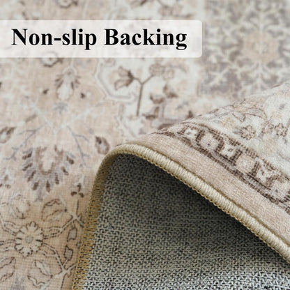 Skiennix Vintage Washable Runner Rug - Soft Non-Slip Kitchen & Hallway Mat | Stain Resistant, 2x6 ft