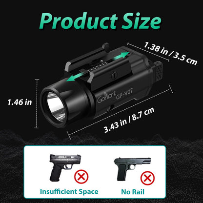 GOPLANT 2250 Lumens Weapon Laser Light Combo - Adjustable Rail LED Light and Green Laser Flashlight, Aircraft-Grade Aluminum, Magnetic Rechargeable Strobe Tactical Flashlight for Picatinny or GL Rail