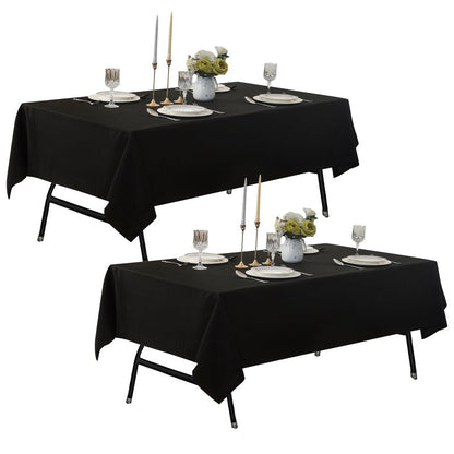 ZarzaaSik 2-Pack 90x132 inch Black Table Cloths, Solid Stain and Wrinkle Resistant Oblong Tablecloth, Premium Plain Weave Polyester Fabric Rectangle Table Linen Covers for Hotel, Wedding