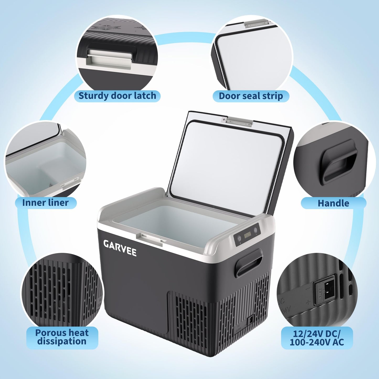 Garvee Car Refrigerator, 19QT(18L) Car Fridge Portable Freezer Compressor Electric Cooler, Portable Refrigerator, Rapid Freezing, -4°f to 68°f (-20°c to 20°c), 12/24V