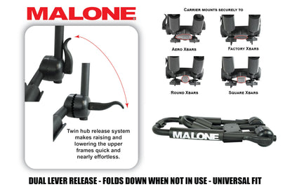 Malone Foldaway-5™ Multi-Rack Folding 1 or 2 Kayak, SUP, Canoe Carrier, Black (MPG125)