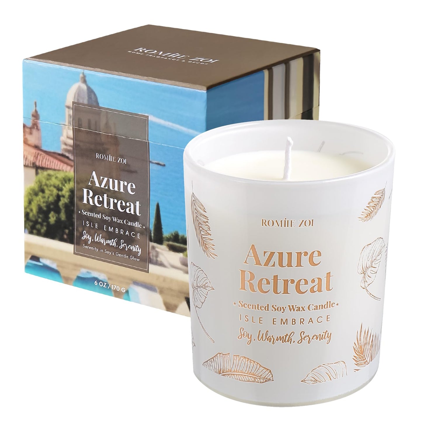 ROMIIE ZOI Tidal Treasure Scented Candle - Ocean Whisper - 6oz Soy Wax Candle for Home Scented, Stress Relief Candle Gifts for Women/Men