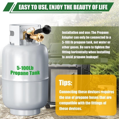 Skiennix Propane Tank Adapter - 100 lb Gauge for POL to QCC1 Connection | Durable & Reliable