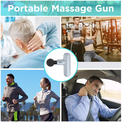 Mini Massage Gun, Powerful Fascial Gun Portable Deep Tissue Percussion Muscle Back Head Massager for Pain Relief with 4 Massage Heads High-Intensity Vibration Rechargeable Small Massage Gun