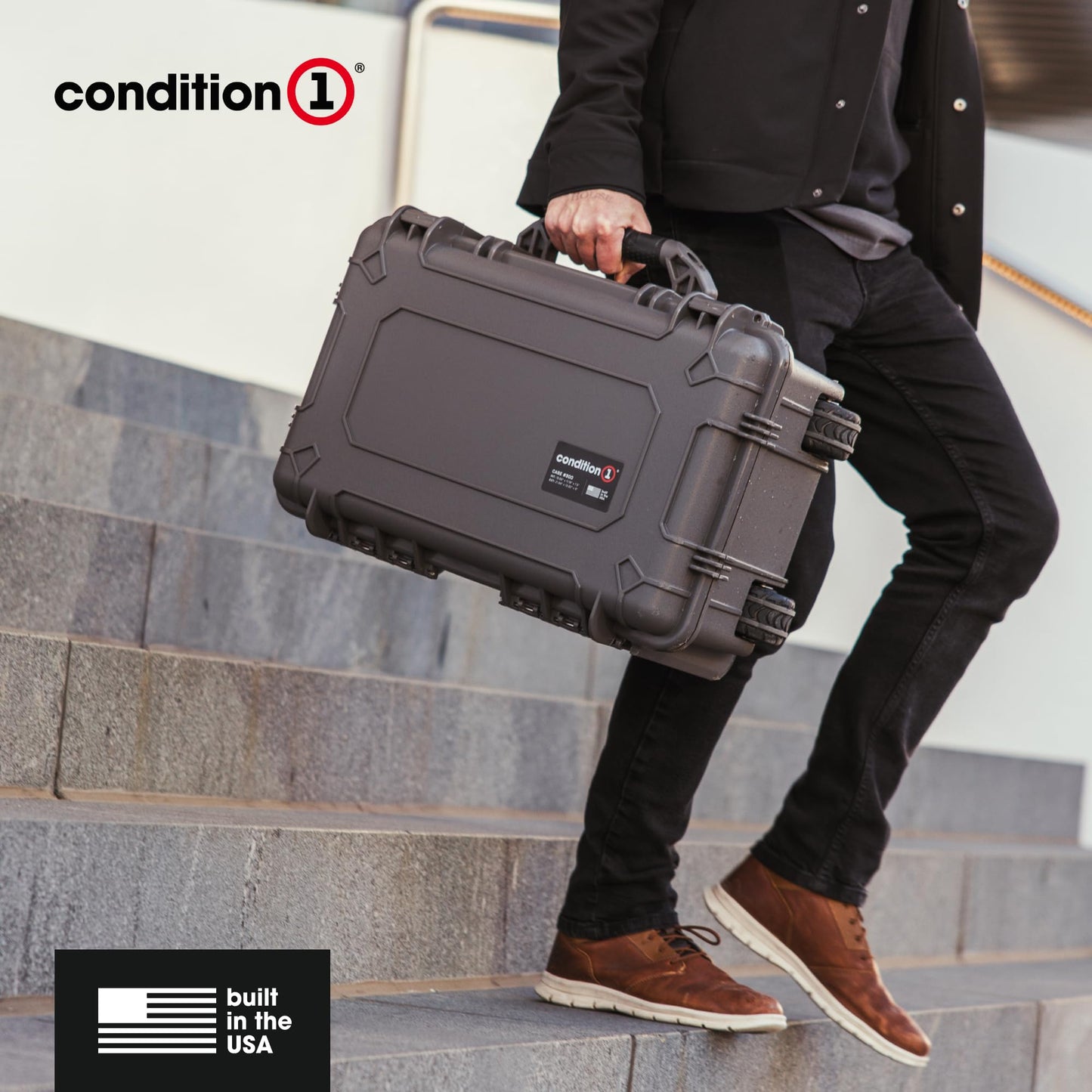 Condition 1 22" Large Rolling Lockable Hard Storage Case with Foam, Model 300, Waterproof Protective Box for Camera, Tactical, Scientific Gear, Made in USA, 21.84"x13.82"x9", Blue