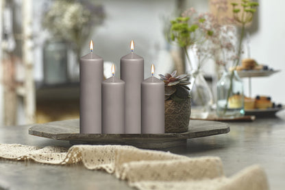 BOLSIUS 10 Grey Pillar Candles - 2.25 x 6 Inches - Premium European Quality - Individually Wrapped - 42 Burn Hours - Dripless Smokeless Unscented Dinner, Wedding, Party, & Restaurant Gray Candles