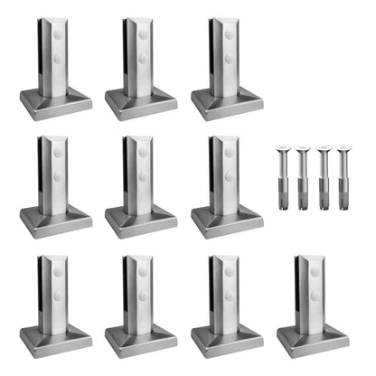 Glass Railing Spigot,10 Pack 304 Stainless Steel 1450g Heavy Duty Square Pool Fence Glass Railing Post Clamp Spigot Floor Mount Rail for Home Garden Stairs Balustrade Balcony