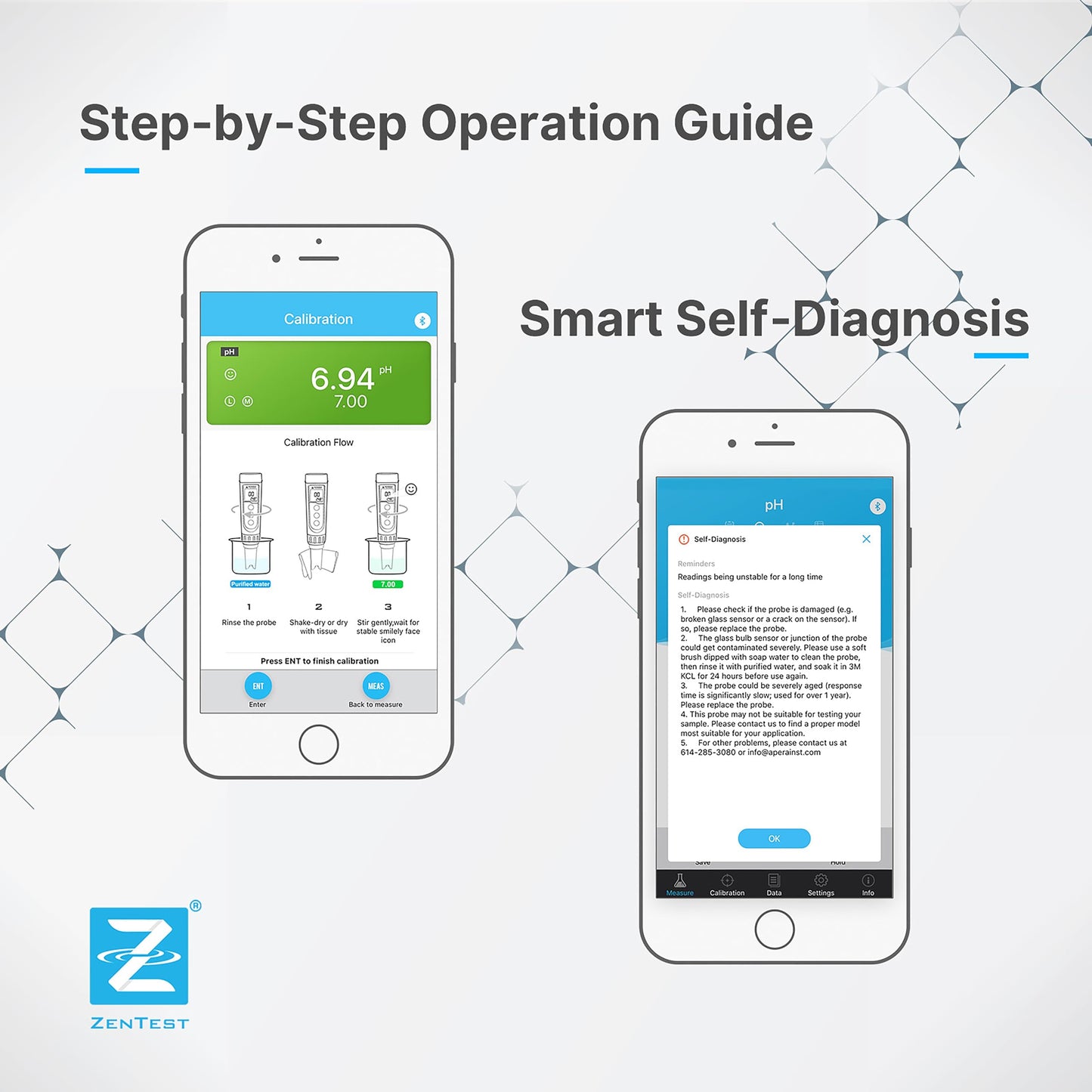 Apera Instruments, LLC-AI3719 PC60-Z Bluetooth Multi-Parameter Smart Tester Powered by ZenTest Mobile App, Measuring pH/Conductivity/TDS/Salinity/Resistivity/Temp.
