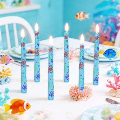 JarThenaAMCS 6Pcs Sponge Birthday Party Taper Candles 10 Inch Decorative Candles Long Unscented Candle Sticks for Sponge Fans Party Decor