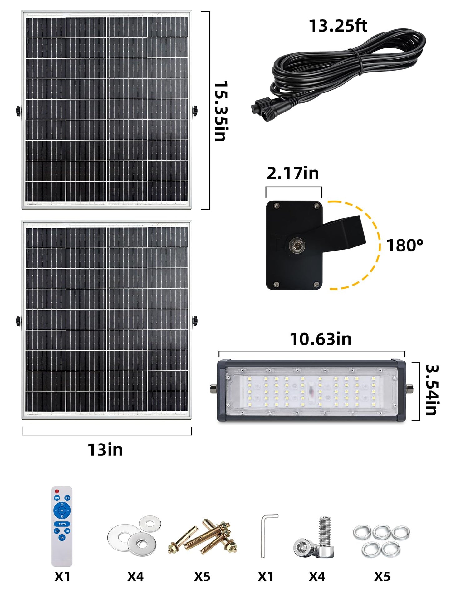 WERISE Solar Flood Lights Outdoor Waterproof IP66, 3600 Lumen 6500K LED Floodlight with 16.4ft Wire, 30000mAh Battery Dusk to Dawn Solar Powered Security Light with Remote Control for Shed Garage Barn